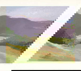 Wolf Kahn Down In The Valley Signed " Serigraph Realism Pastel, Gre