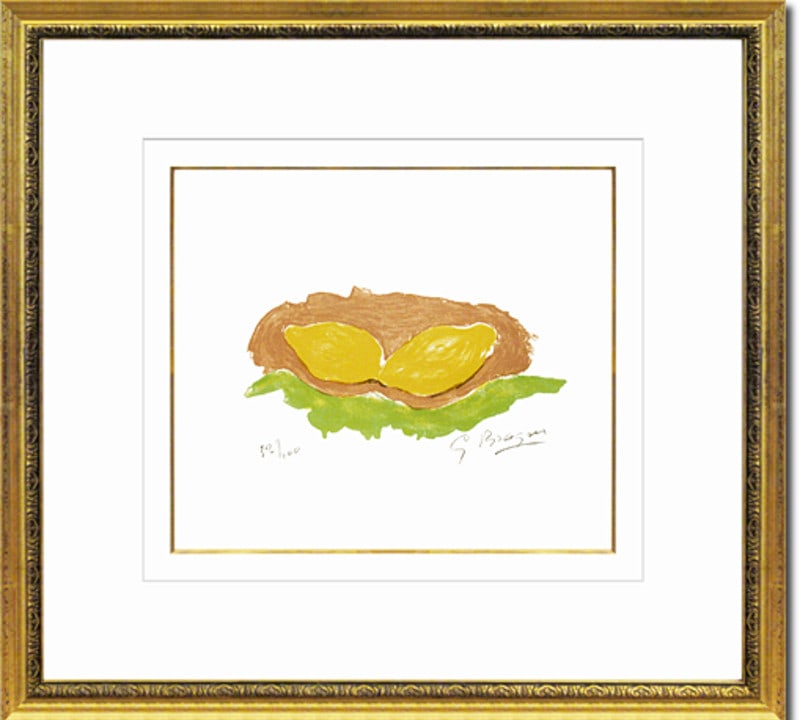 George Braque Signed Original Lithograph - Les Citrons 1954 Framed: Unit Of Sale: Single Piece Artist: Georges Braque Signed By: George Braque Image Orientation: Landscape Size: Medium Signed: Yes Material: Paper Framing: Framed Original/Licensed Reprint: Original Reg