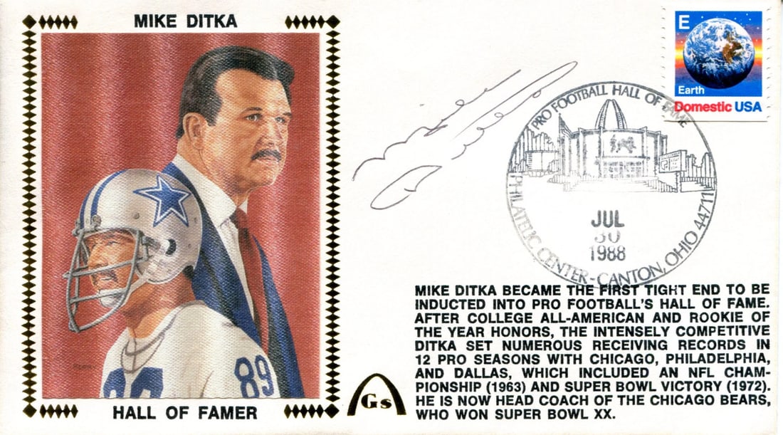 Mike Ditka Autographed July 30Th 1988 First Day Cover (Psa) (1 of 2)