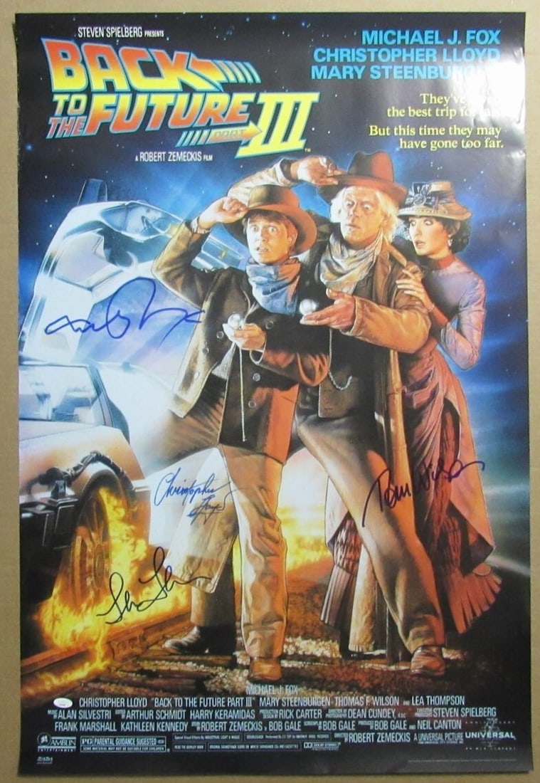 Back To The Future Iii Multi-Autographed By 4 Actors 27X40 Movie Poster Jsa (1 of 1)