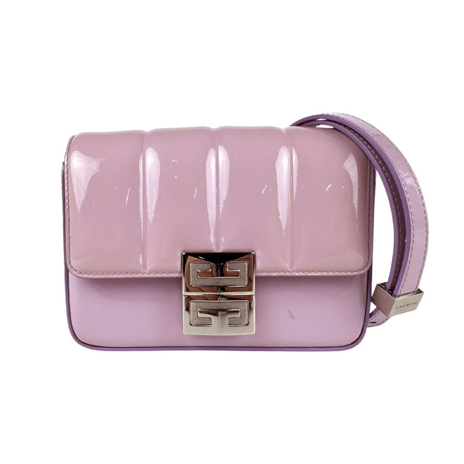 Givenchy Shoulder Bag In Patent Leather: Brand: Givenchy Type: Shoulder Bag Material: Patent Leather Color: Pink, Purple Gender: Women Size (Hxwxd): 13cm x 15cm x 5cm / 5.11'' x 5.9'' x 1.96'' Condition: Used (good), Traces of usage, scratch