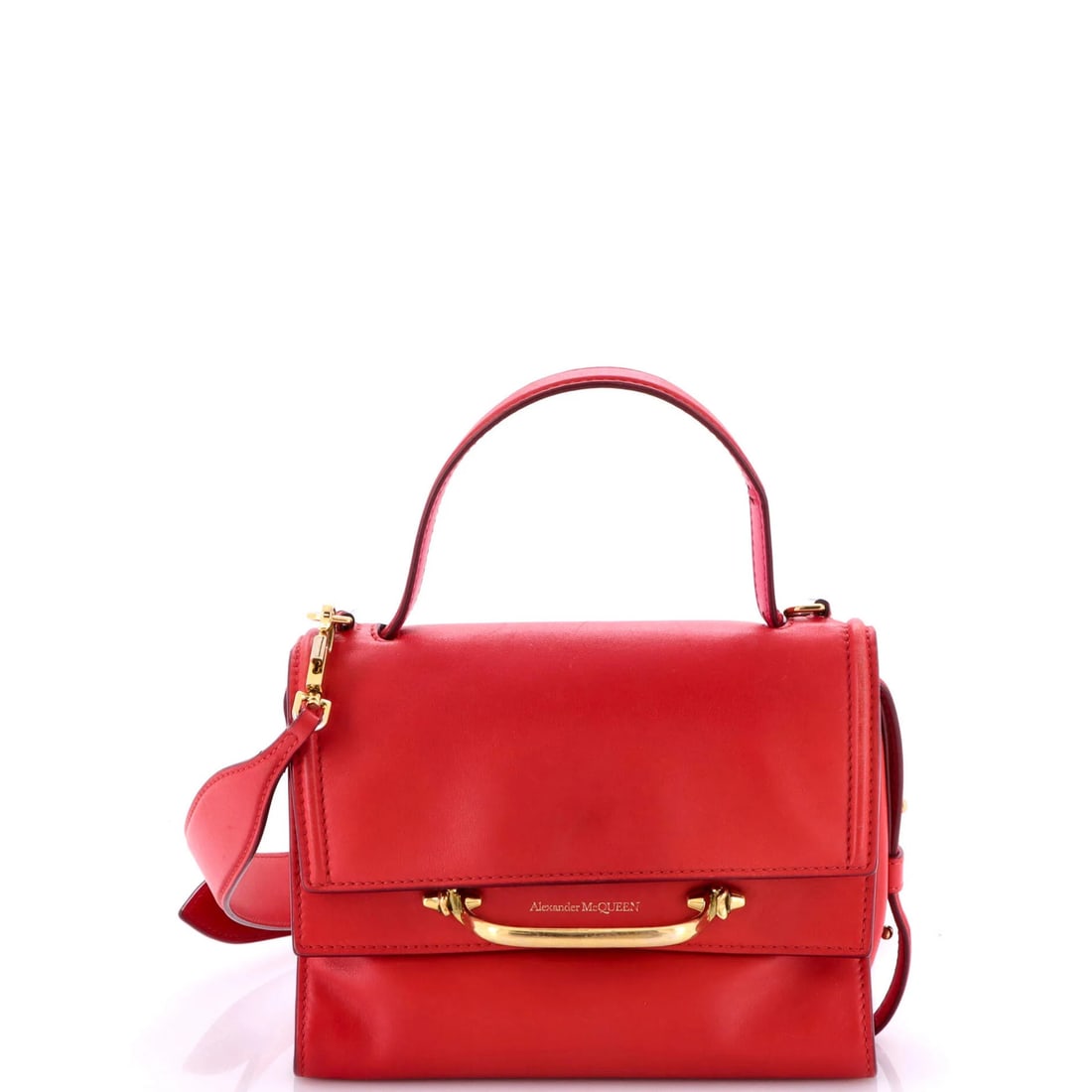 Alexander Mcqueen The Story Top Handle Bag Leather: Brand: Alexander Mcqueen Exterior Material: Leather Style: Shoulder Bags Exterior Color: Red Size: Unknown Accessories: Dust Bag With Strap Accessories: Dust Bag, With Strap Measurements: Handle Drop