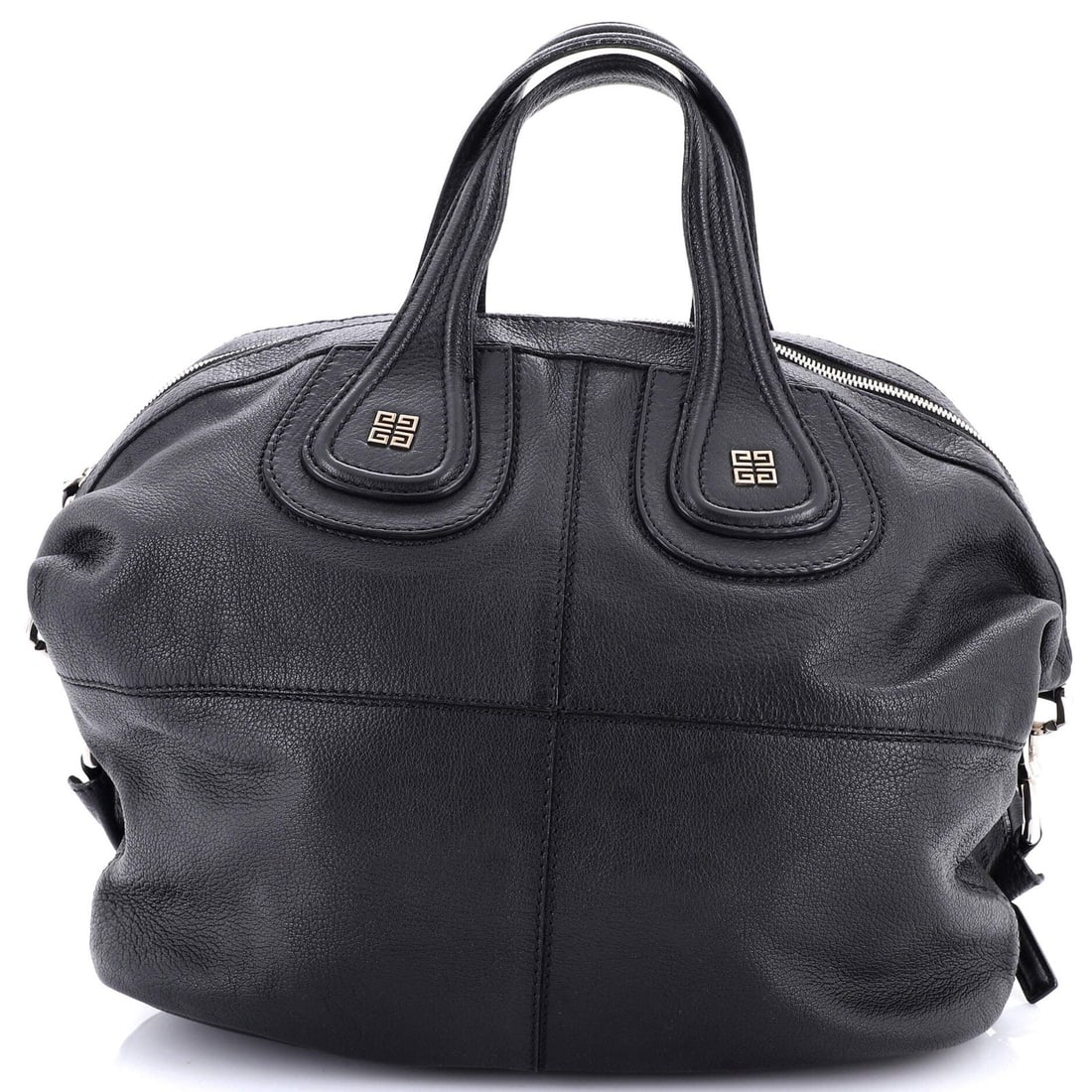 Givenchy Nightingale Satchel Leather Medium: Brand: Givenchy Exterior Material: Leather Style: Satchels Exterior Color: Black Size: Medium Accessories: Dust Bag With Strap Accessories: Dust Bag, With Strap Measurements: Handle Drop 4", Height 12