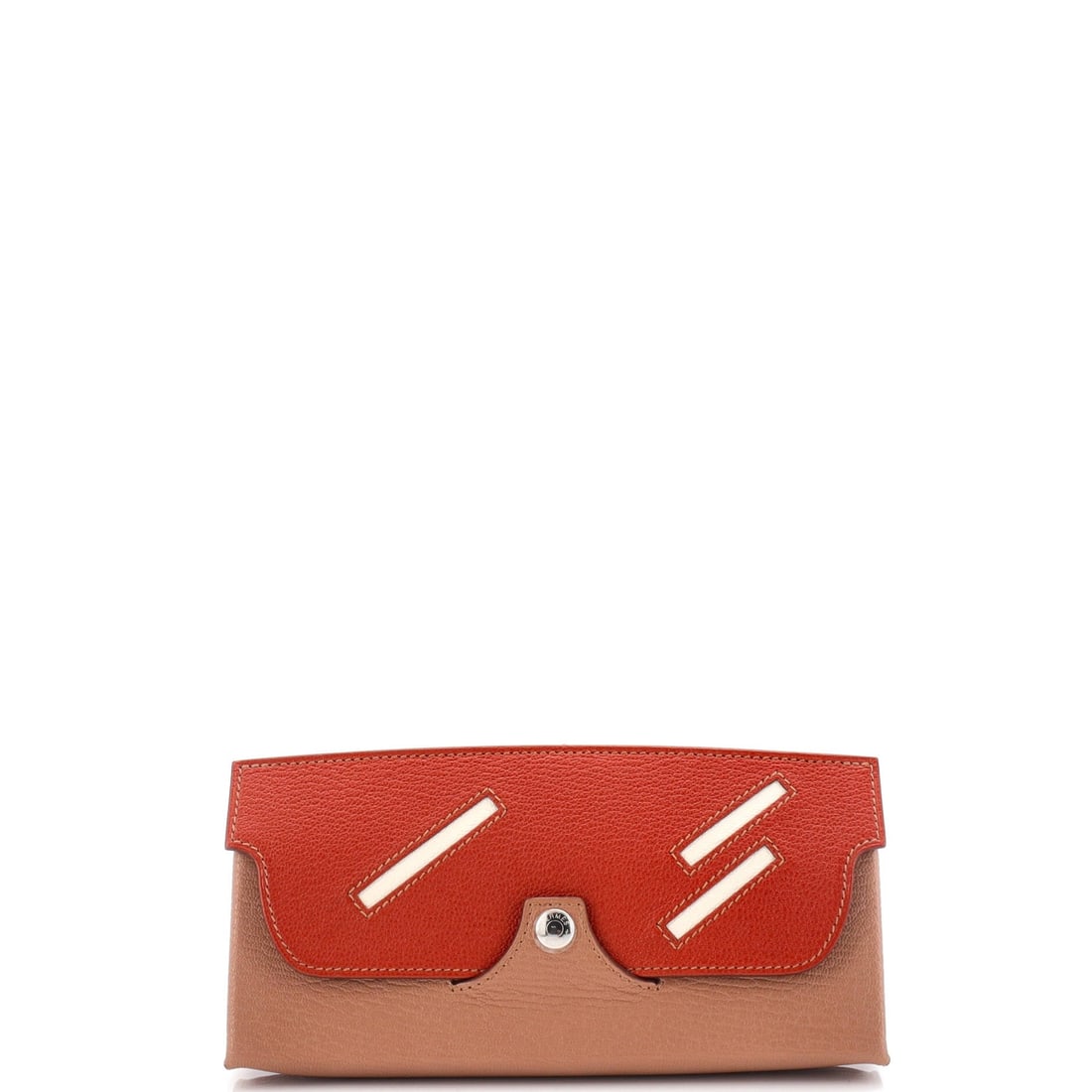 Hermes In-The-Loop Wink Glasses Case Leather: Brand: Hermes Type: Small Leather Goods Material: Leather Color: Brown Accessories: No Accessories Measurements: Height 3", Width 7", Depth 1", Strap Drop 5" Model: In-The-Loop Wink Glasses Case Leath
