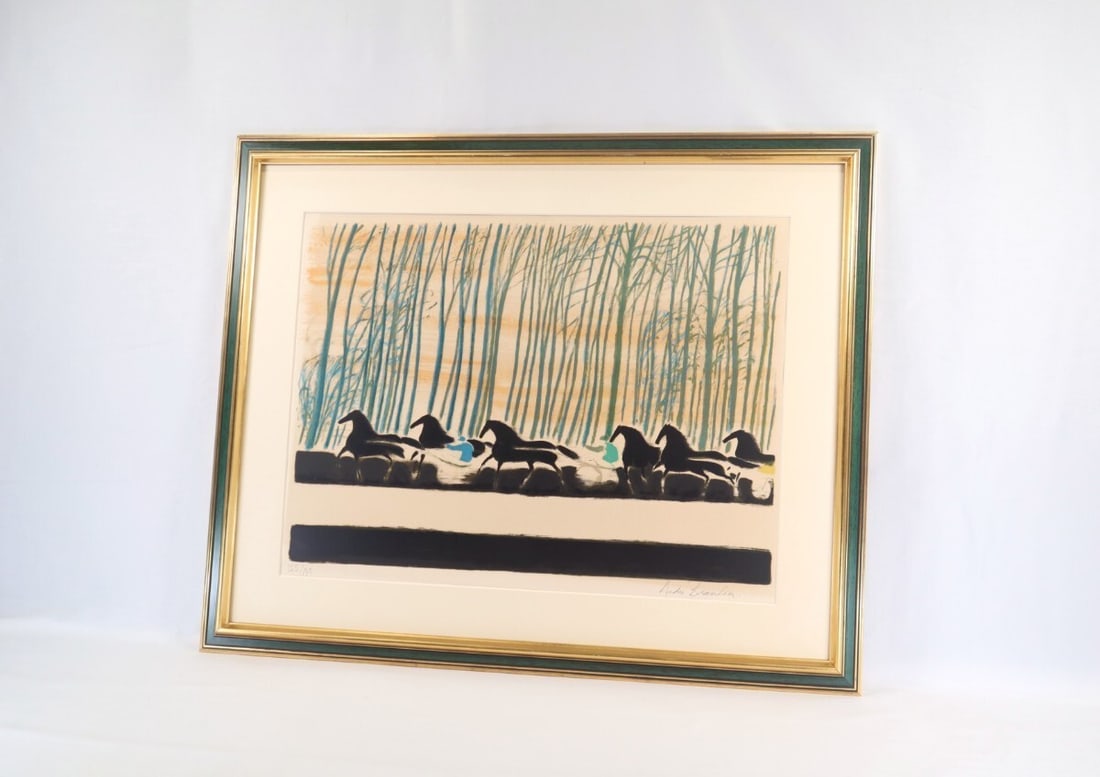 Andre Brasilier Lithograph Courses A Vincennes 1979 Signed Limited 175 France: Artist: Andre Brasilier Unit Of Sale: Single Piece Signed By: Andre Brasilier Image Orientation: Landscape Signed: Yes Size: Large Period: Contemporary (1970 - 2020) Material: Paper Certificate Of Aut
