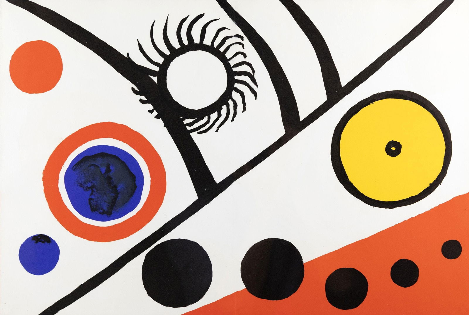 Alexander Calder, Composition, Derrire Le Miroir, Lithograph: Lithograph on vlin paper. Paper Size: 15 x 22 inches. Excellent condition, with centerfold, as issued. Inscription: Unsigned and unnumbered, as issued. Notes: From Derrire le miroir, N 221, 1976. Publ
