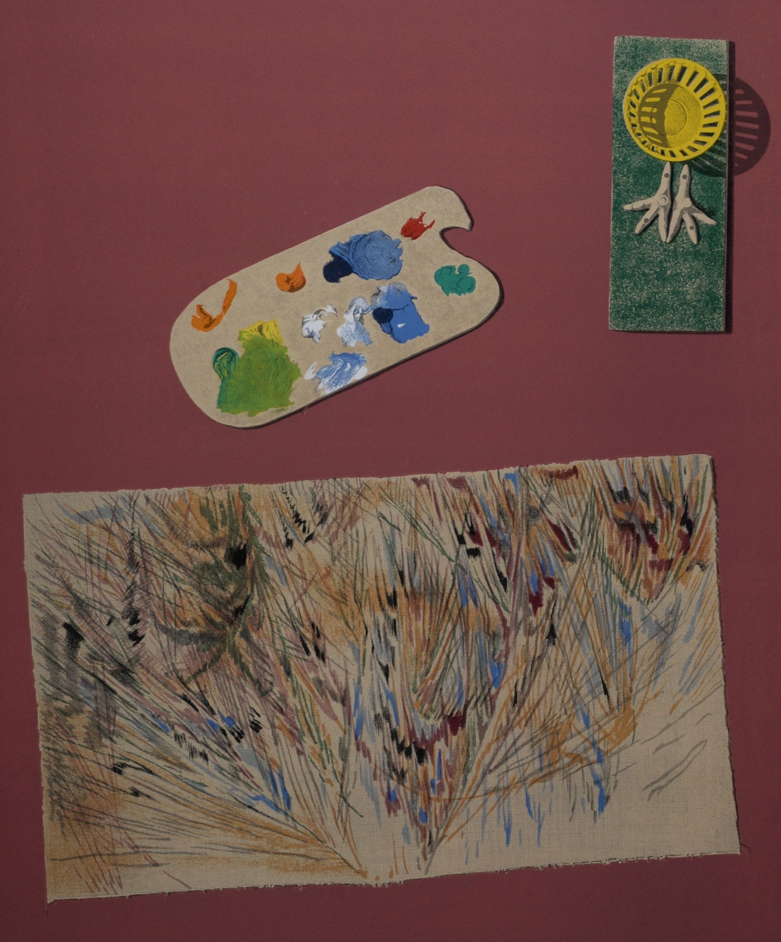 Max Ernst, Composition (Monod 2619; Spies/Leppien A19/C), Dent Prompte: Lithograph on vlin dArches paper. Paper Size: 18.3 x 15.4 inches. Excellent condition. Inscription: unsigned and unnumbered, as issued. Notes: From the folio, Dent Prompte, Dix pomes indits illustrs p