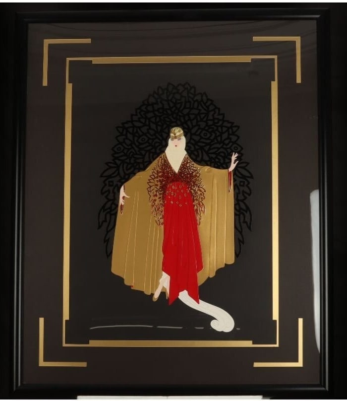 Erte "The Opera House" Embossed Color Serigraph Silkscreen Hand Signed Framed: Artist: Erte Signed By: Erte Size: Large Signed: Yes Material: Paper Original/Licensed Reprint: Original Framing: Framed Subject: Actors Type: Print Theme: Art Style: Art Deco Contemporary Art Feature