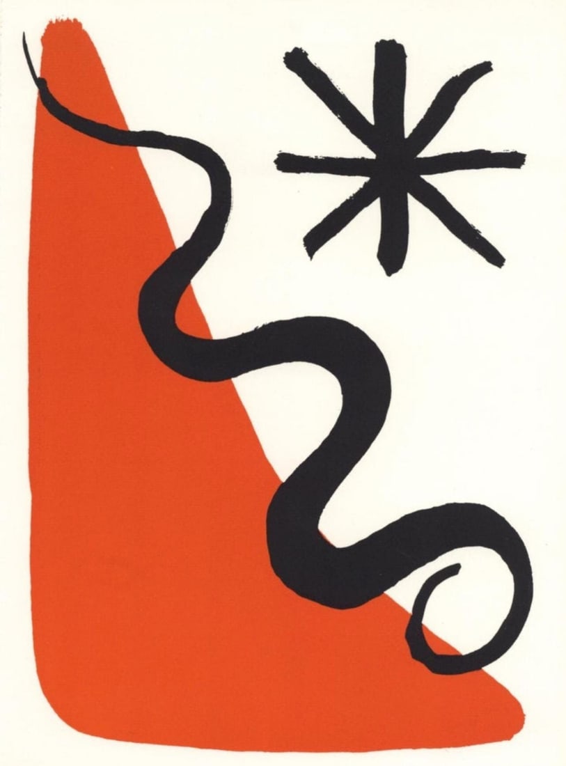 Alexander Calder, Composition, Calder, Muse National D'Art Moderne, Lithograph: Lithograph on vlin paper. Paper Size: 12.5 x 9.25 inches. Excellent condition. Inscription: Unsigned and unnumbered, as issued. Notes: From the volume, Calder, 1965. Published and printed by Muse Nati