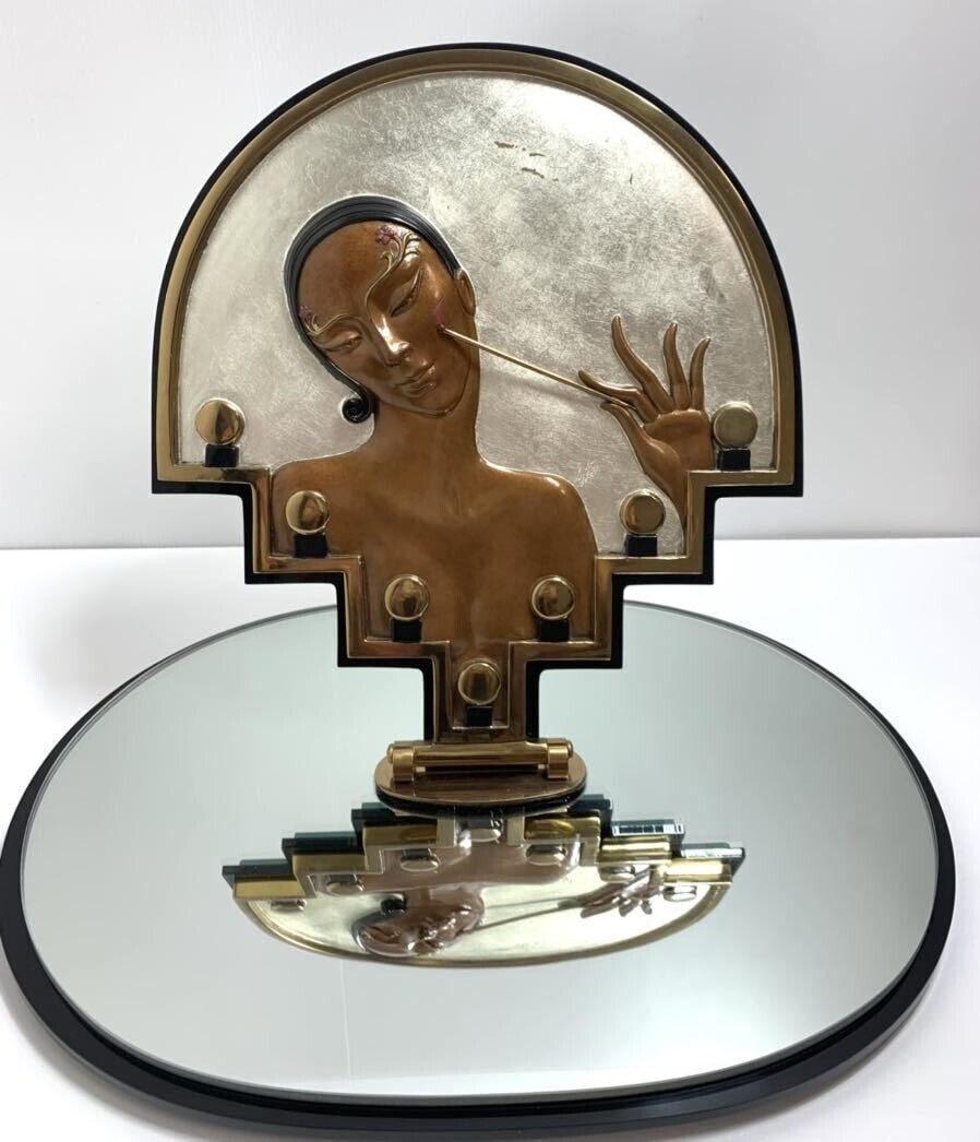 Rare Erte " Vanity " Bronze Sculpture Gold Table Mirror Signed Rk Parker Ed250: Artist: Erte Signed By: Erte Size: Large Signed: Yes Material: Bronze Original/Licensed Reprint: Original Subject: Actors Vanity Type: Sculpture Format: Statue Original/Licensed Reproduction: Original