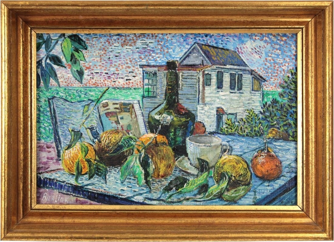 David Burliuk (Russian-American) Original Oil Painting 1950 Signed Still Life (1 of 8)