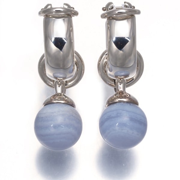 Tiffany&Co. Earrings Chalcedony Door Knocker Ball Bead 2Way Silver 925 (1 of 5)