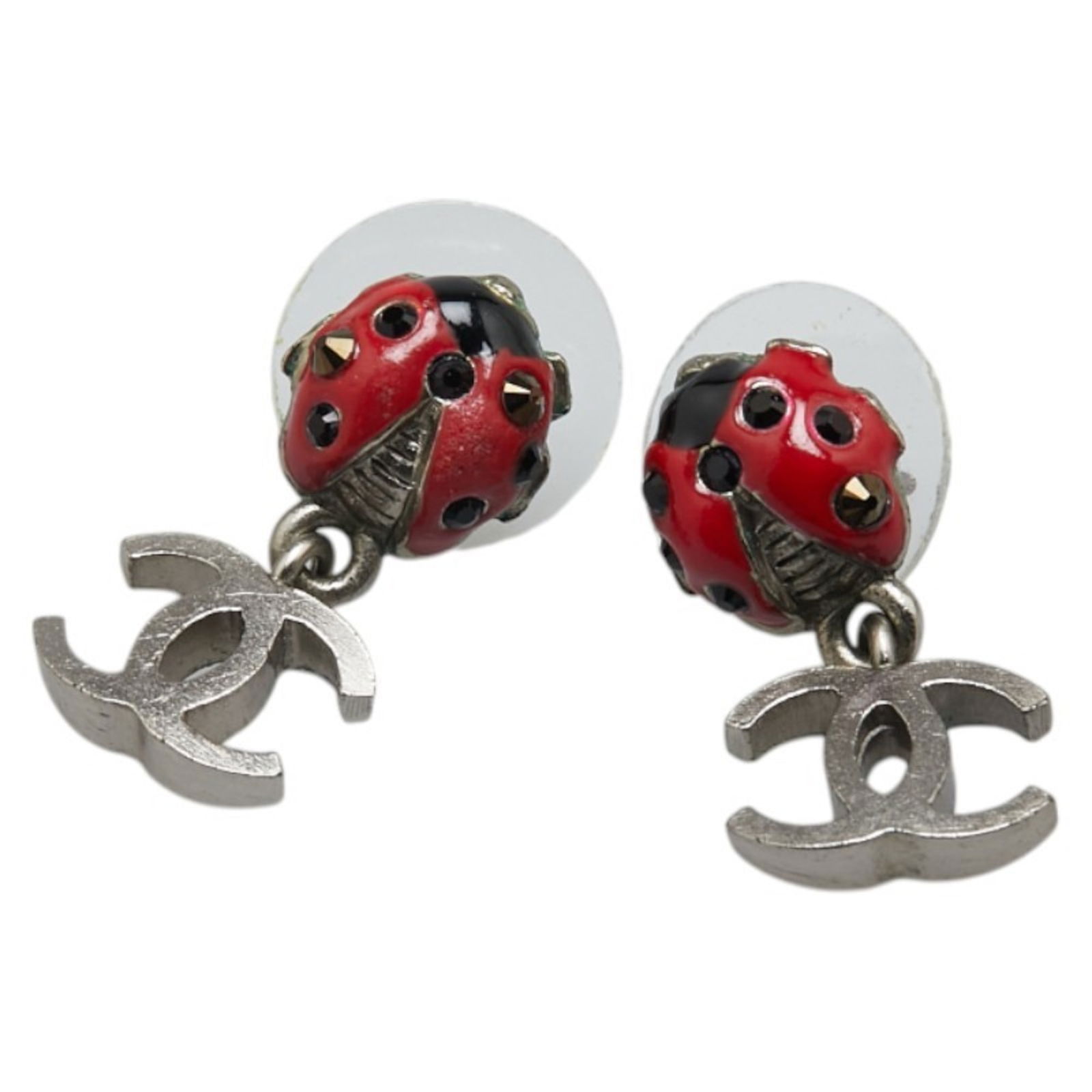 Chanel Coco Mark Ladybug Earrings In Silver (1 of 5)