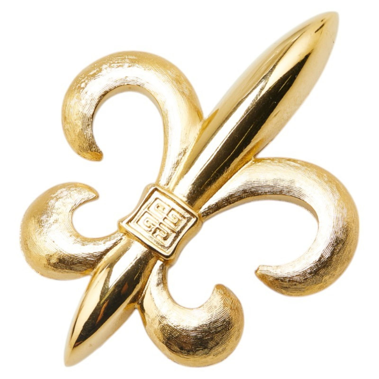 Givenchy Fleur-De-Lis Brooch: Brand: Givenchy Type: Brooch Gender: Women Color: Gold Size (Hxwxd): 5.95cm x 4.43cm / 2.34'' x 1.74'' Condition: Used (good), Traces of usage, scratches / dirt can be seen but generally in good condi