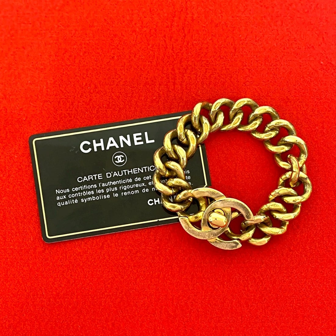 Chanel Bracelet Gold Plated Gold: Material: GP Gender: Women Brand: CHANEL Item: bracelet Type: COCO Mark Gender: Women Color: gold Material: Gold Plated Accessories: None Size: cm (approx.): Band Width: 1.5 Total Length: 16.5cm inch