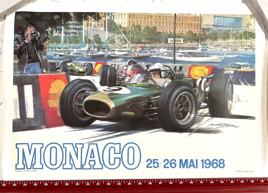 Monaco Grand Prix 1968 Michael Turner Original Printing Auto Racing Poster: Artist: Carpenter Michael Turner Size: Small Date Of Creation: 1968 Title: MONACO GRAND PRIX 1968 Material: Canvas Paper Certificate Of Authenticity (Coa): Yes Franchise: Cars Region Of Origin: MONACO
