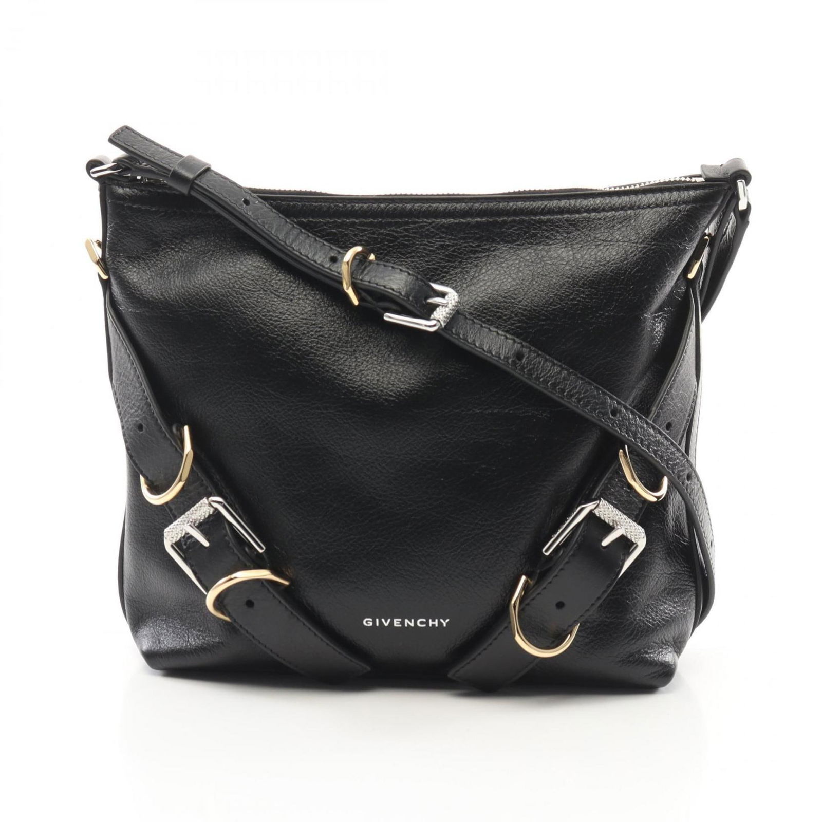 Givenchy Voyou Shoulder Bag Leather: Brand: Givenchy Type: Shoulder Bag Material: Leather Color: Black Gender: Women Size (Hxwxd): 21cm x 22cm x 7cm / 8.26'' x 8.66'' x 2.75'' Strap Length: 53cm - 105cm / 20.86'' - 41.33'' Condition: New