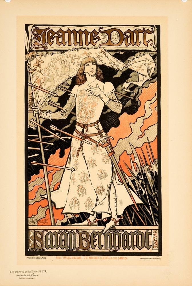 Eugene Grasset 1Maitres De L'Affiche Original Vintage Poster Jeanne D'Arc 1896: Artist: GRASSET Style: Vintage Date Of Creation: 1897 Year Of Production: 1896 Width (Inches): 11 Color: Gray Subject: Fashion Original/Licensed Reprint: Original Height (Inches): 16 Type: Poster Prod