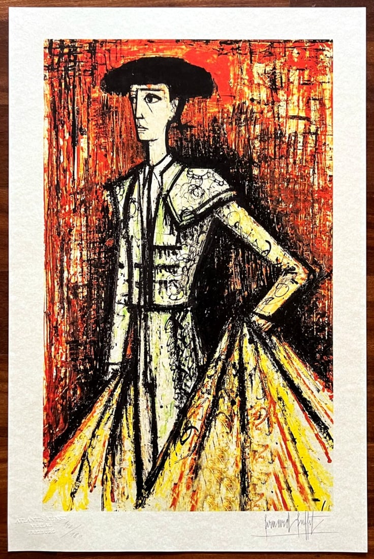 Bernard Buffet Lithograph Certified Coa Signature Op Pen Numbered Pencil 180Ex: Brand: Unbranded Bernard Buffet '' T Orero " Chromolithography printed in 1986 in 180 specimens by Atlantis Verlag, Freiburg 32 x 49 cm Signature Bernard Buffet on the slab - COA signed in Penna Dry a