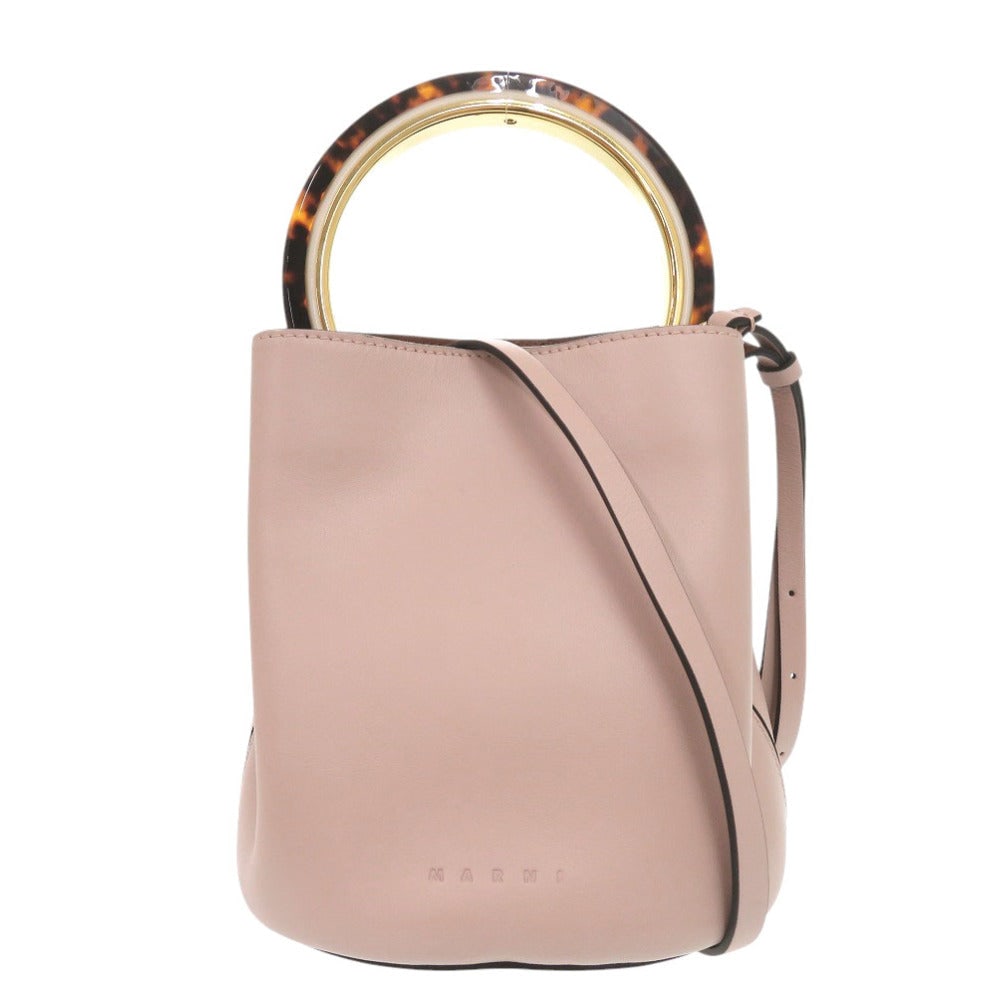 Marni Handbag Leather Pink Pannier Pannier: Material: Leather Gender: Women Brand: MARNI Item: Handbag Model: PANNIER Pannier Gender: Women Color: pink Material: leather Accessories: Dust Bag, Shoulder Strap Pouch Size: cm (approx.): W18 x H19