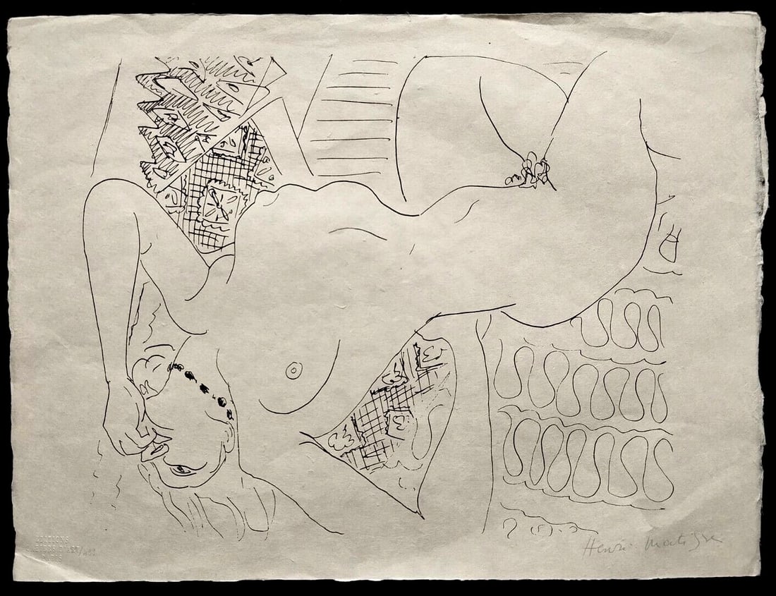 Henri Matisse Lithograph Coa Contract Signed By Hand Numbered In Pencil Crayon (1 of 10)