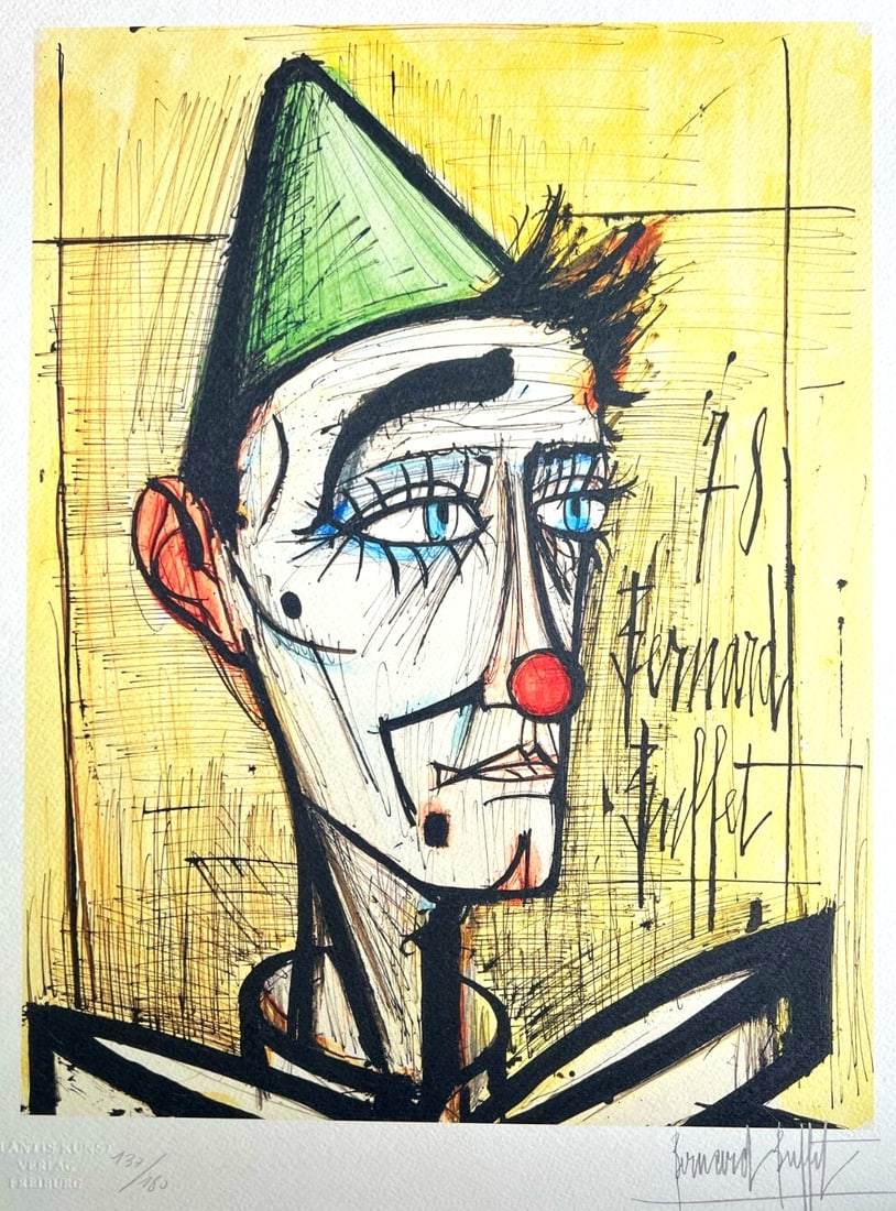 Bernard Buffet Coa Approved Lithograph Signed Numbered Pencil Pen: Brand: - Sans marque/Generique - Buffet de Bernard " Clown avec un chapeau vert " Chromolithographie Imprim en 1978 en 180 spcimens d'Atlantis Verlag, Freiburg 32 x 42 cm Buffet de Bernard signature s