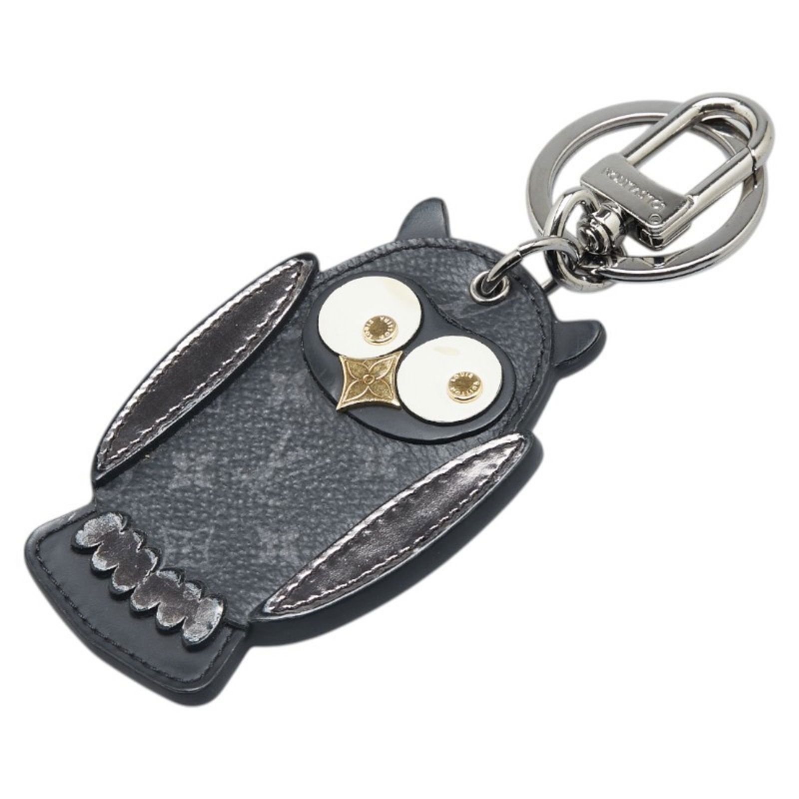 Louis Vuitton Monogram Eclipse Pol Creoul Owl Keychain Charm M69482 Noir Black Leather Pvc (1 of 4)