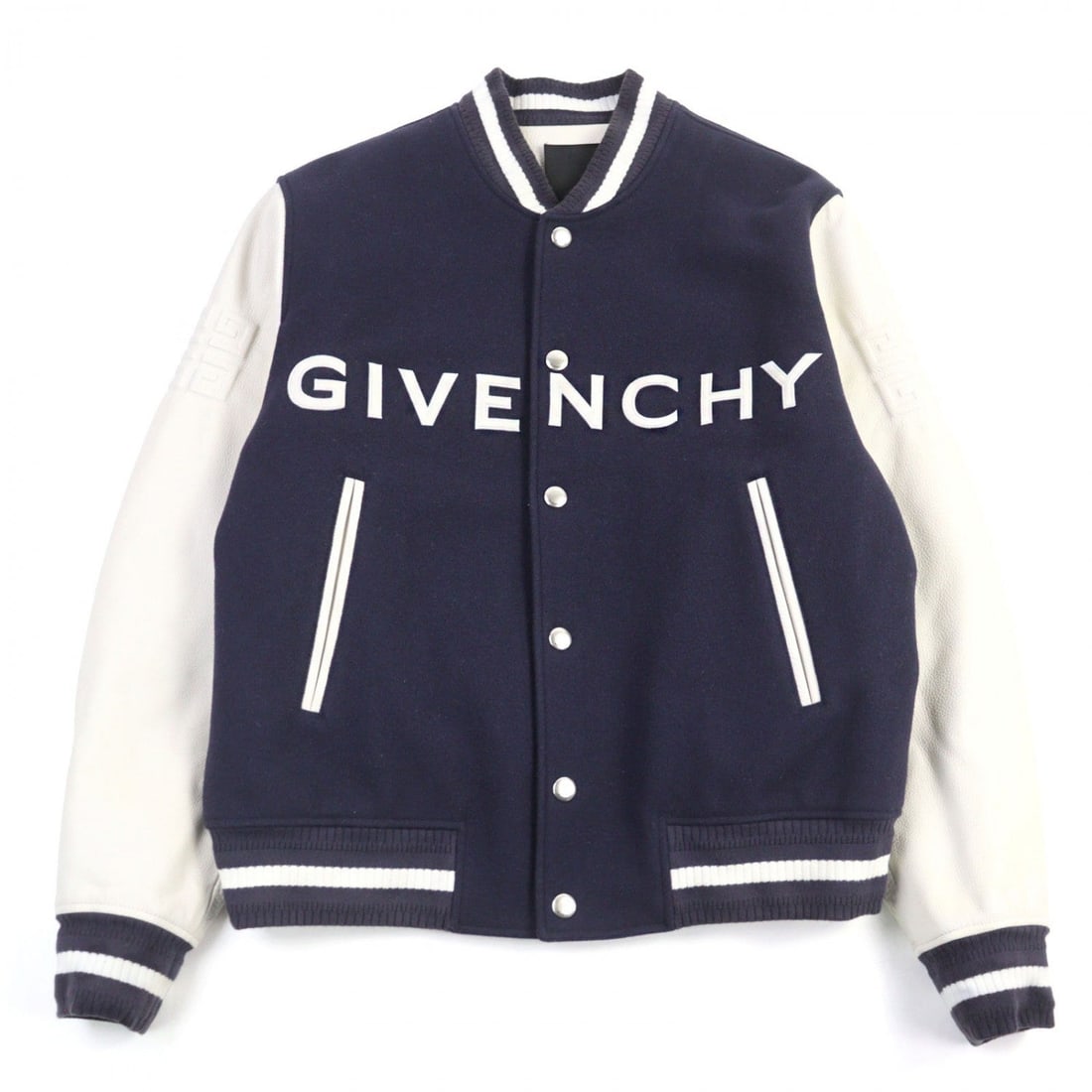 Givenchy Stajan Bm011S6Y16 Calfskin Navy White 48: Material: Nylon Gender: Mens Brand: GIVENCHY Item: Stajan Gender: mens Color: Navy white Material: Main: 100% calfskin, Main: 80% wool, Main: 20% nylon, Lining: 100% cupra, Part: 100% cotton Accessori