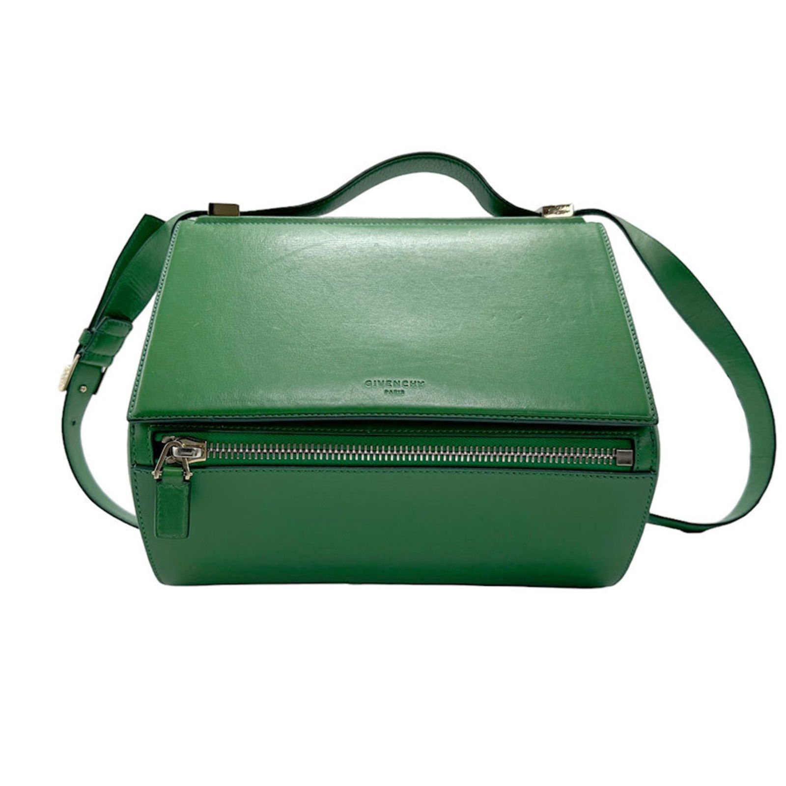 Givenchy Shoulder Bag Box Leather Green: Brand: Givenchy Type: Shoulder Bag Material: Leather Color: Green Gender: Women Size (Hxwxd): 22cm x 26.5cm x 14cm / 8.66'' x 10.43'' x 5.51'' Condition: Used (good), Traces of usage, scratches / dirt