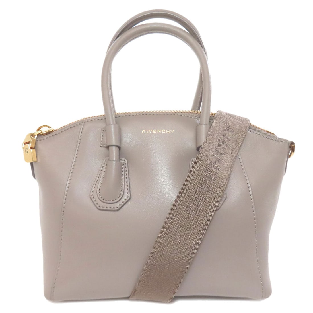 Givenchy Handbag Calfskin Gray 2Way: Material: Carf leather Gender: Women Brand: Givenchy Item: Handbag Model: 2WAY Gender: Women Color: gray Material: Calfskin Accessories: Shoulder strap Size: cm (approx.): W21 x H19 x D10 Shoulder: 12