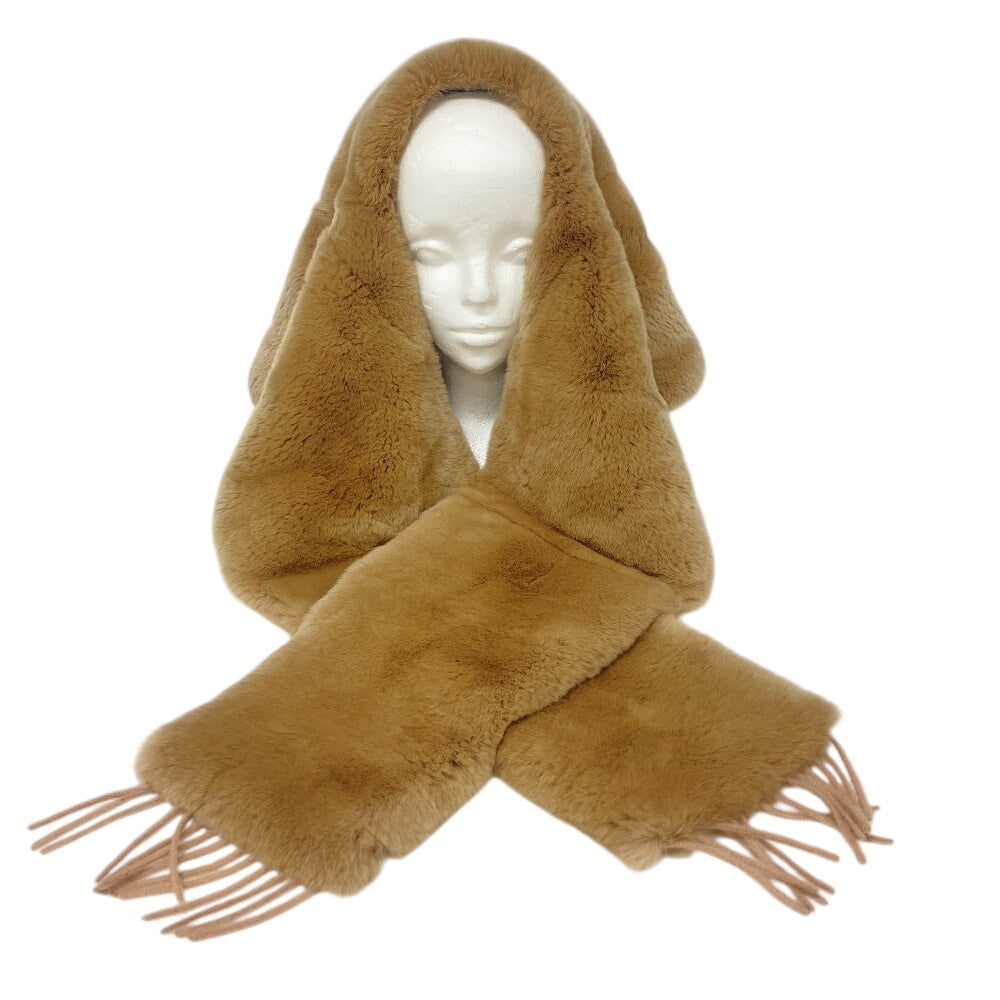 Max Mara Scarf Cashmere, Rabbit Beige Hood Muffler Women: Material: Cashmere Gender: Women Brand: MAX MARA Item: Scarf Type: hood muffler Gender: Women Color: beige Material: Cashmere, Rabbit Accessories: None Condition: Outside/Other (Surface) Rubbed, Wrink