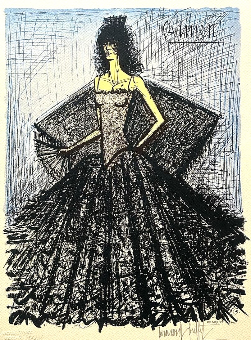 Bernard Buffet Coa Approved Lithograph Signed Op Numbered In Pencil 1986: Brand: - Sans marque/Generique - Buffet de Bernard " Carmen " Chromolithographie Imprim en 1986 en 180 spcimens d'Atlantis Verlag, Freiburg 32 x 43 cm Buffet de Bernard signature sur la dalle - COA si