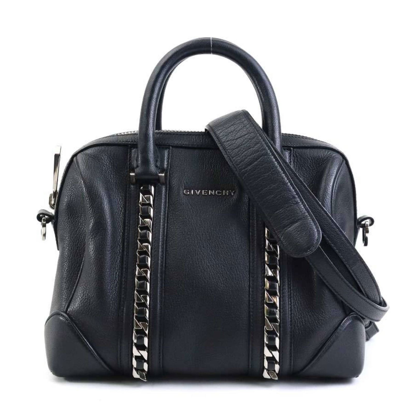 Givenchy Handbag Shoulder Bag Leather Black: Brand: Givenchy Type: Handbag, Shoulder Bag Material: Leather Color: Black Gender: Women Size (Hxwxd): 21cm x 25.5cm x 13.5cm / 8.26'' x 10.03'' x 5.31'' Condition: Used (good), Traces of usage, scrat