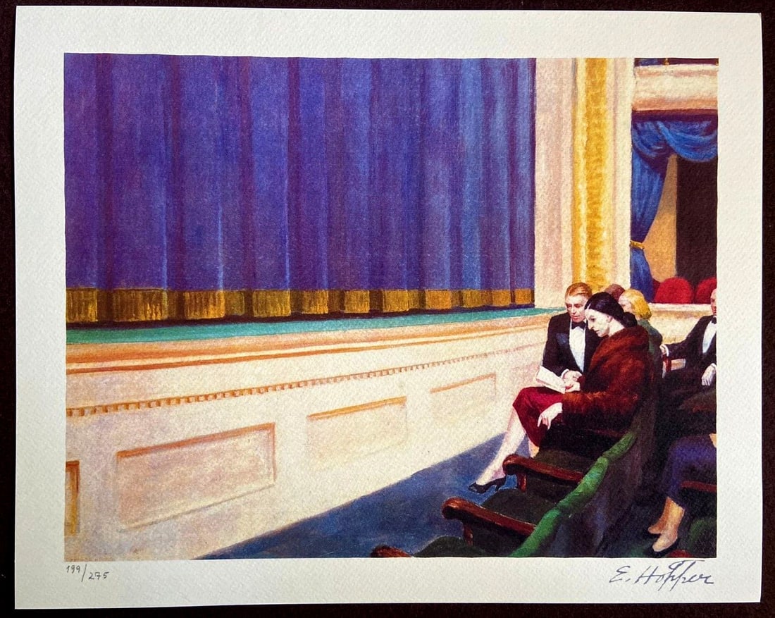 Edward Hopper Lithograph Coa Signed Numbered In Pencil Limited: Brand: Unbranded Edward Hopper Lithograph COA Signed Numbered In Pencil Limited Edward Hopper " The front row orchestra " Lithograph of an work by Edward Hopper, printed in 1986. 32 x 40 cm 275 hand n