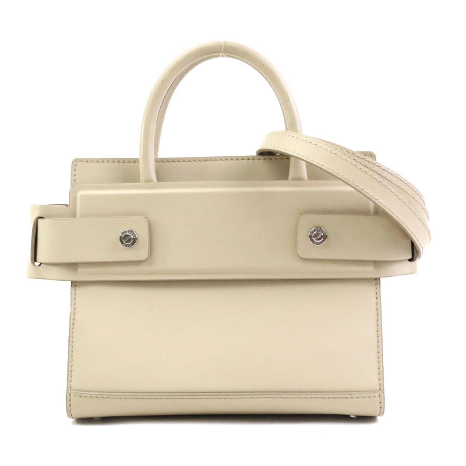 Givenchy Handbag Shoulder Bag Leather Beige Silver: Brand: Givenchy Type: Handbag, Shoulder Bag Material: Leather Color: Beige Hardware Color: Silver Gender: Women Size (Hxwxd): 17.5cm x 20.5cm x 11cm / 6.88'' x 8.07'' x 4.33'' Condition: Used (good),