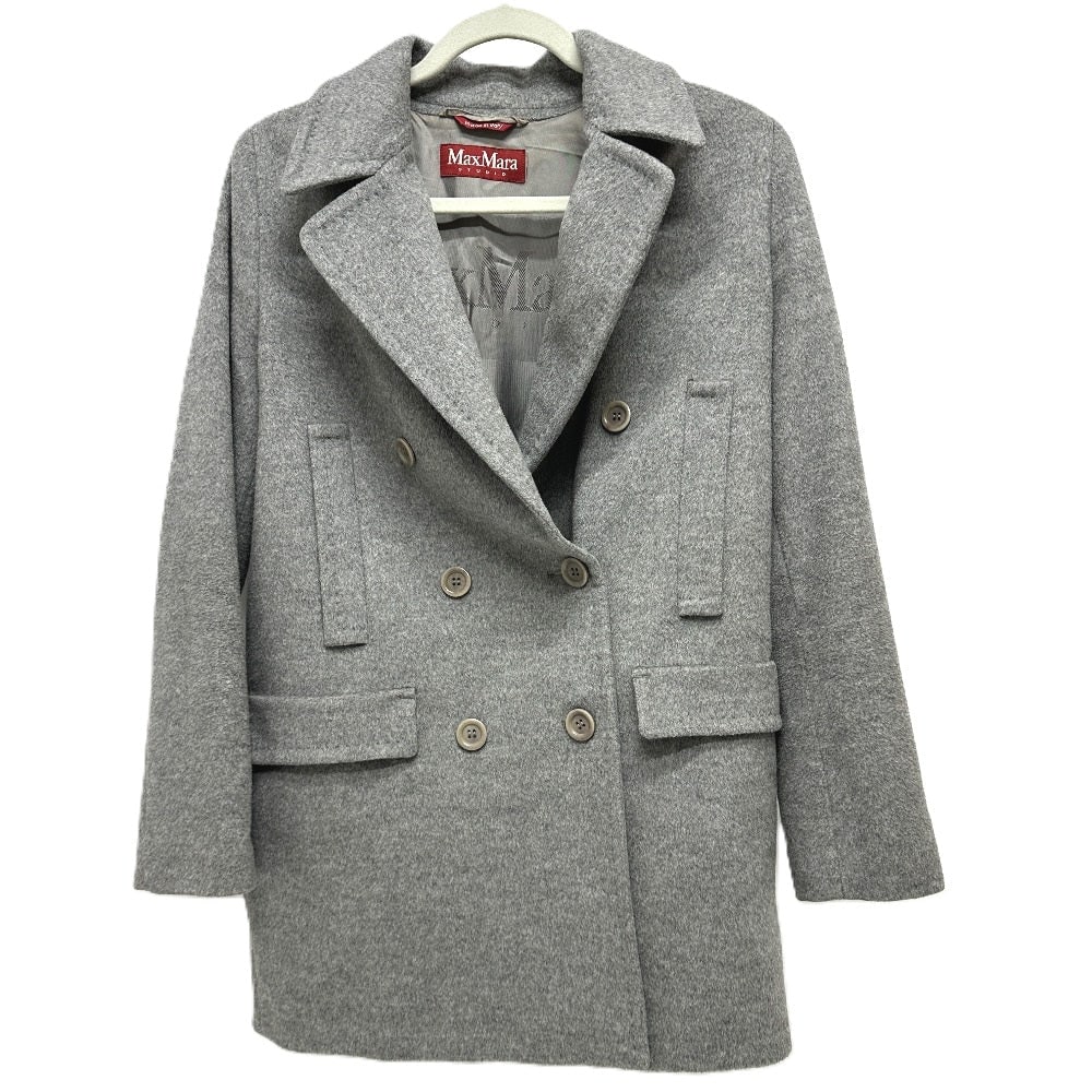 Max Mara Jacket Wool Gray Studio Wool Blend Double Breasted Tailored Jacket Women 36: Material: Wool Gender: Women Brand: MAX MARA Item: Jacket Model: Studio Wool Blend Double Breasted Tailored Jacket Gender: Women Color: gray Material: wool Accessories: None Notation Size: 36 Conditio