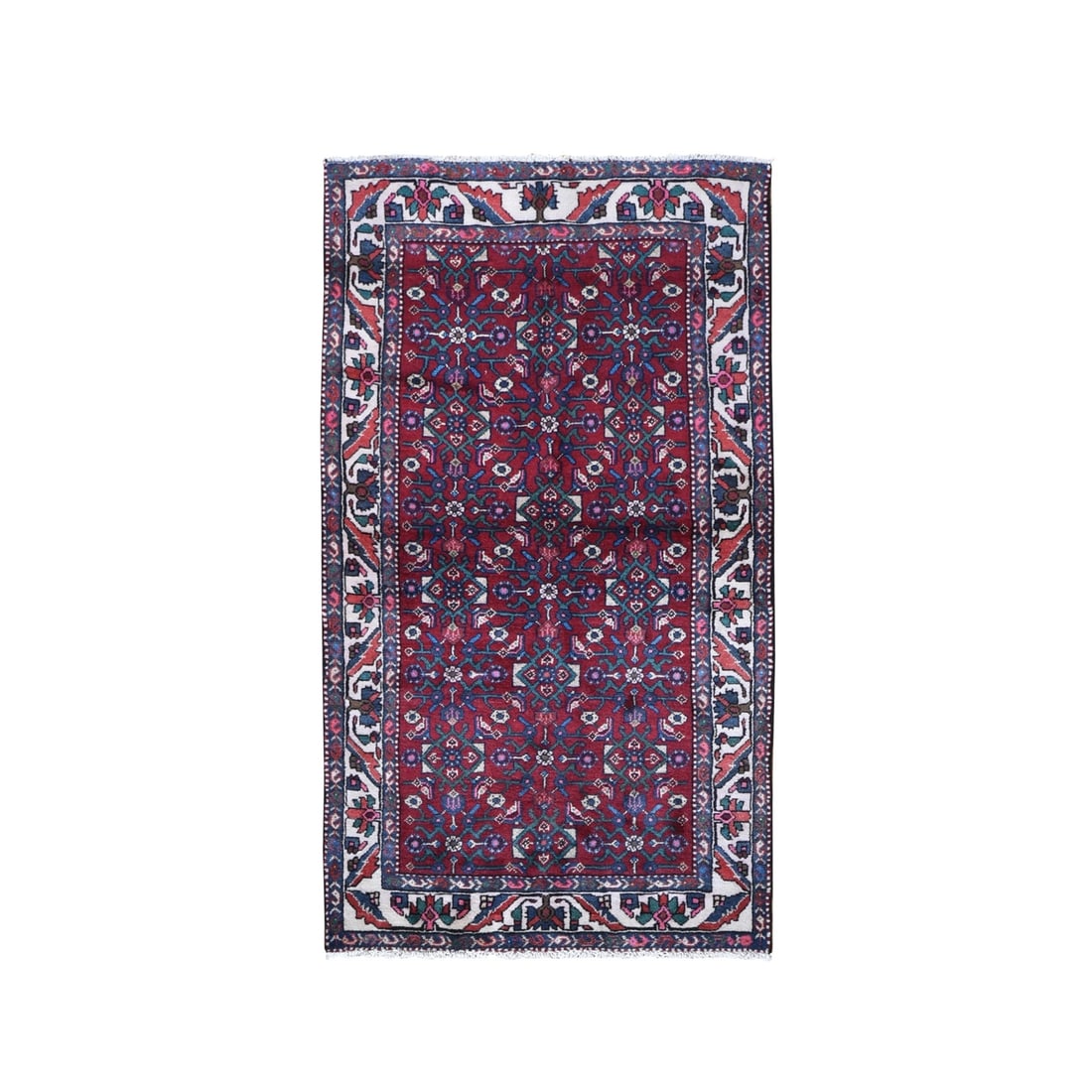 3'6"X6'3" Vintage Farsian Baktiarjoon Herrita Fish Design Handknotted Rug: Style: Oriental Type: Indoor Material: Wool Color: Red Item Length: 75 Item Width: 42 Rug Type: Hand Knotted Pile: Wool Shape: Rectangular Field Color: Red Size: 3"6" x 6"3" Age: 2000-Now Brand: 1800g