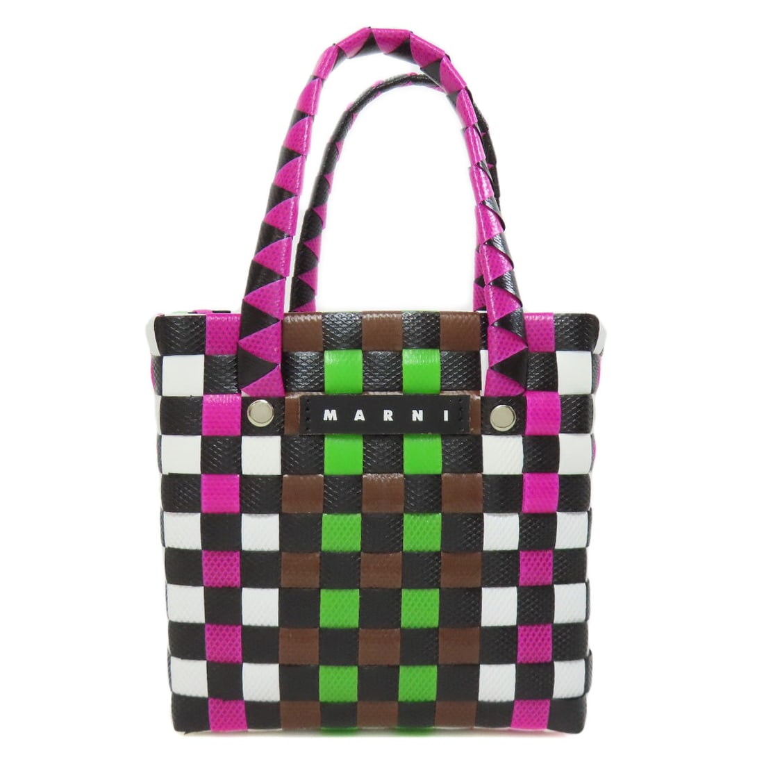 Marni Handbag Polypropylene Green Basket Bag: Gender: Women Brand: MARNI Item: Handbag Model: Basket bag Gender: Women Color: green Material: polypropylene Accessories: None Size: cm (approx.): W14 x H15 x D9 inch (approx.): W5.5 x H5.9 x D3.5 Co