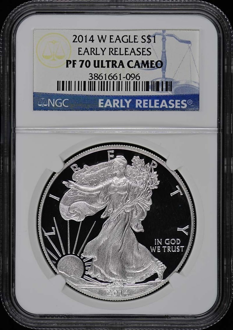 2014 W Eagle Early Releases S$1 Ngc Pr70Dcam: Brand/Mint: Philadelphia Certification: NGC Grade: PR70 Certification Number: 3861661096 Year: 2014 Product Disclaimer: Grades are third-party opinions; authenticity is guaranteed. Photos are part of 