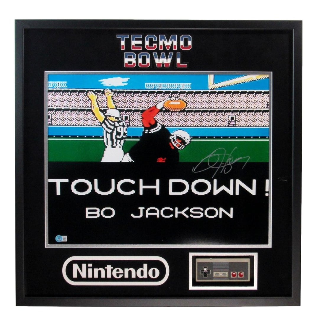 Bo Jackson Signed 16X20 Techmo Bowl Photo W/ Controller Framed Beckett 183834 (1 of 1)