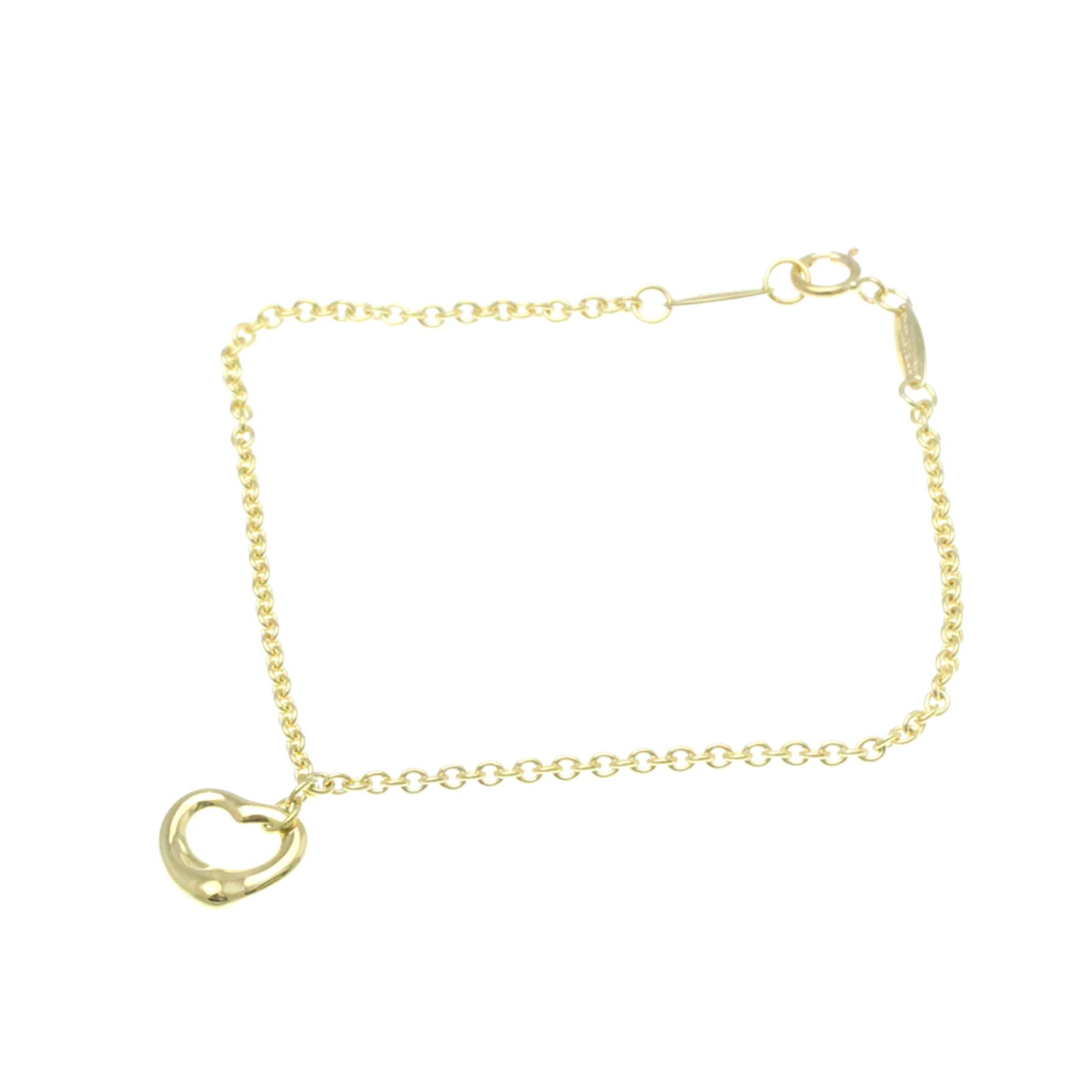 Tiffany Open Heart Yellow Gold (18K) No Stone Charm Bracelet Gold: Brand: Tiffany Type: Charm Bracelet Style: Fashion Gender: Men,Women Material: Yellow Gold (18K) Metal: Gold Metal Purity: 18K Color: Gold Stone: No Stone Length: 17.5cm / 6.88'' Weight: 3.5g / 0.12oz