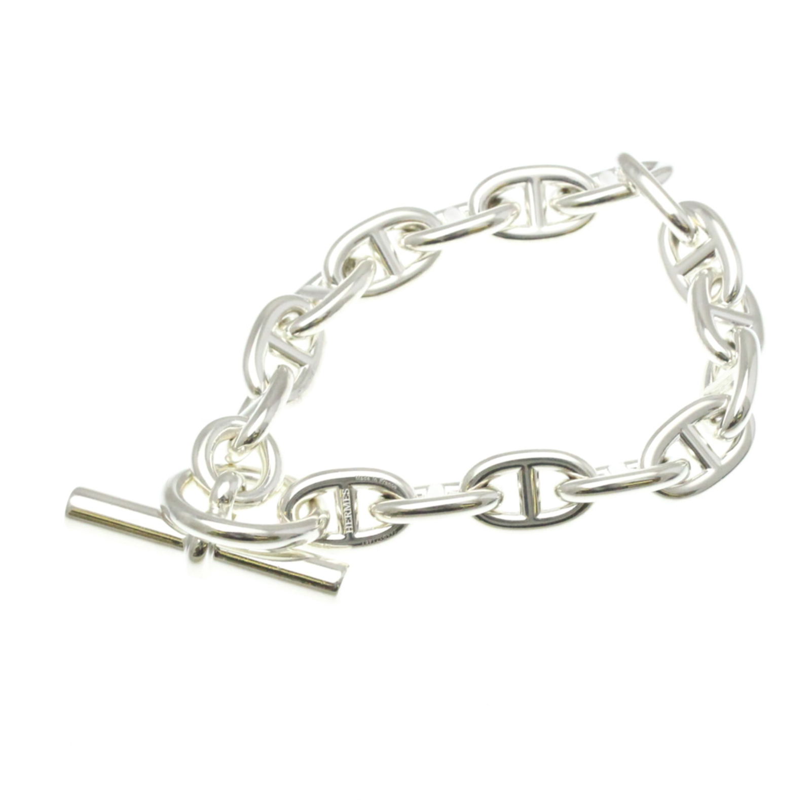 Hermes Chaine D'Ancre Bracelet Mm Silver No Stone Charm Bracelet Silver: Brand: Hermes Type: Charm Bracelet Style: Fashion Gender: Women,Men Material: Silver Metal: Silver Metal Purity: Silver925 Color: Silver Stone: No Stone Weight: 60.2g / 2.12oz. Condition: Used (good),