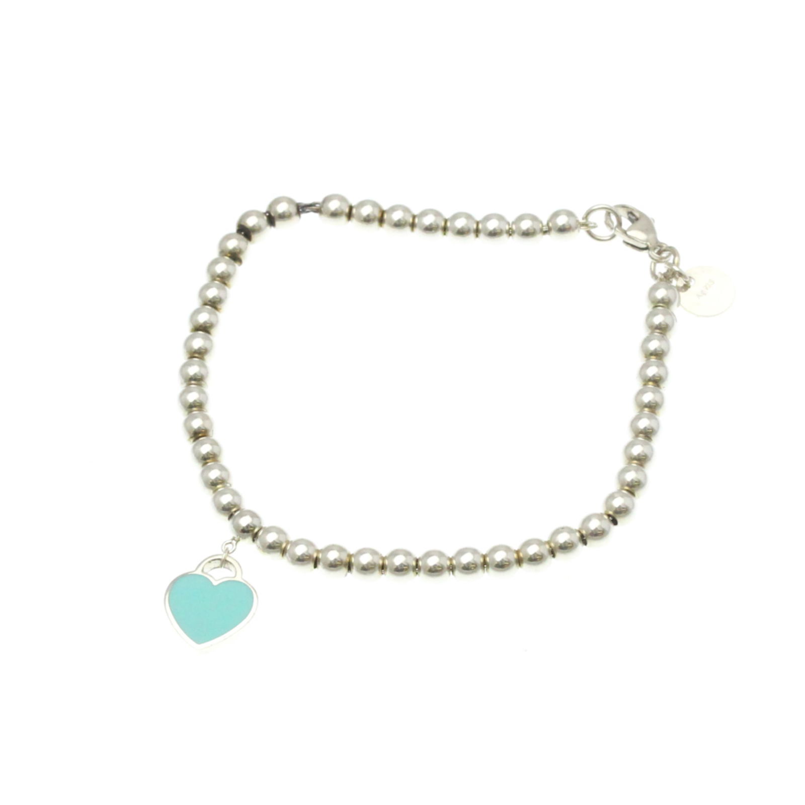 Tiffany Return To Tiffany 1Pd Bracelet Silver Diamond Charm Bracelet Silver: Brand: Tiffany Type: Charm Bracelet Style: Fashion Gender: Men,Women Material: Silver Metal: Silver Metal Purity: Silver925 Color: Blue, Silver Stone: Diamond Weight: 5.9g / 0.2oz. Stone Size (Hxw): 1