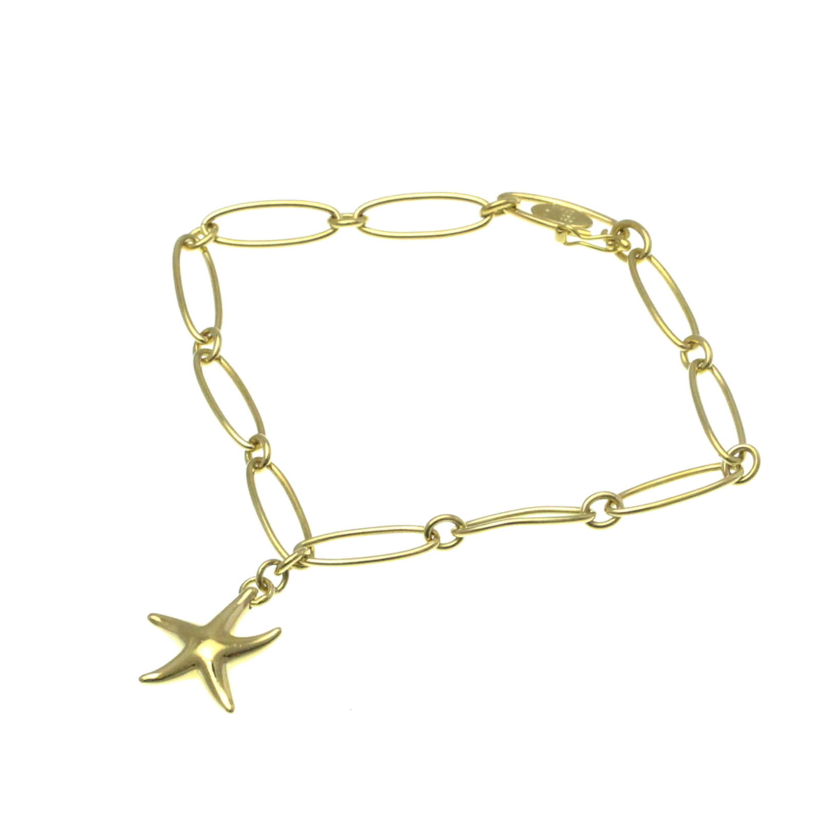 Tiffany Starfish Yellow Gold (18K) No Stone Charm Bracelet Gold: Brand: Tiffany Type: Charm Bracelet Style: Fashion Gender: Men,Women Material: Yellow Gold (18K) Metal: Gold Metal Purity: 18K Color: Gold Stone: No Stone Length: 18cm / 7.08'' Weight: 8.1g / 0.28oz.