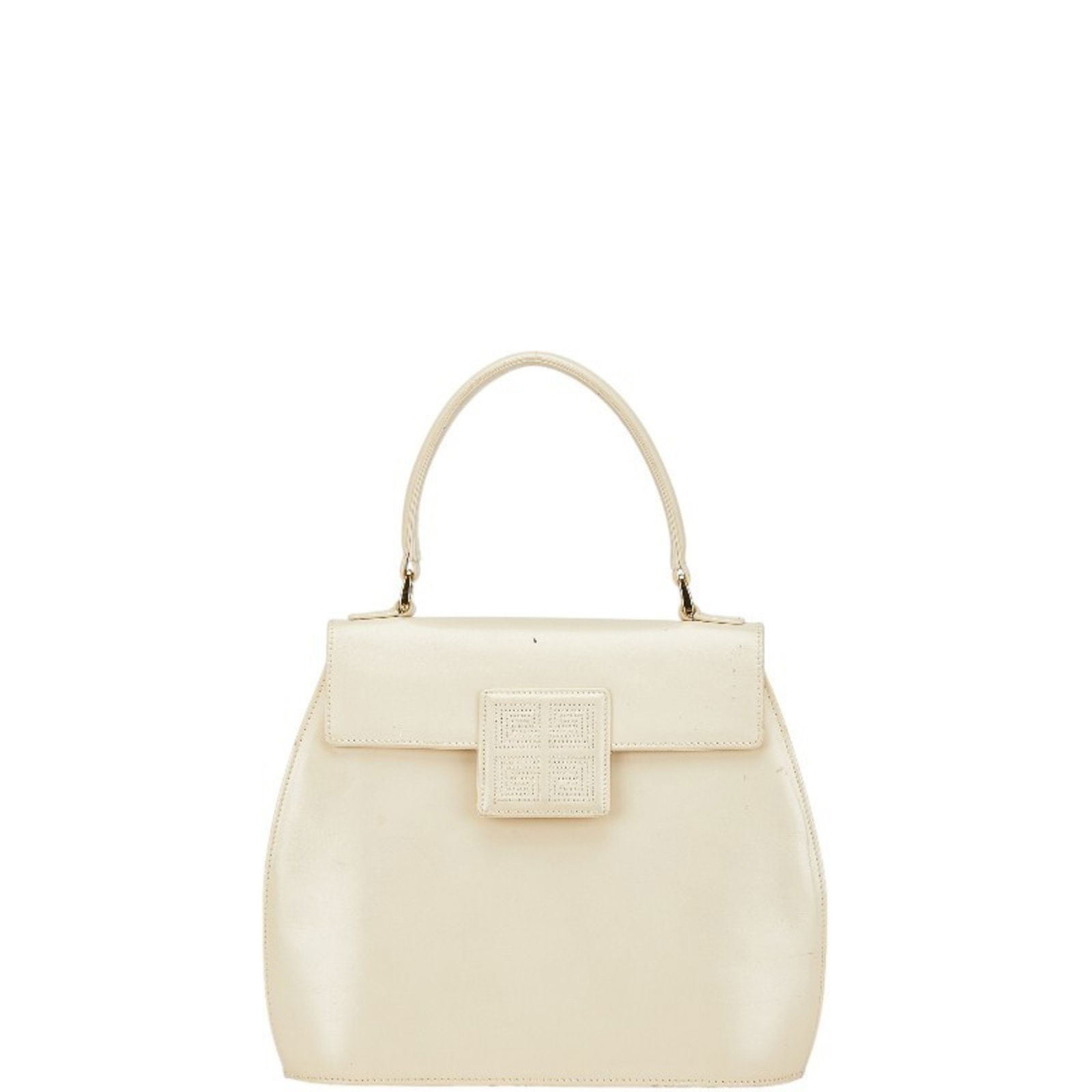 Givenchy Handbag White Leather: Brand: Givenchy Type: Handbag Material: Leather Color: White Gender: Women Size (Hxwxd): 22cm x 23.5cm x 7cm / 8.66'' x 9.25'' x 2.75'' Condition: Used (good), Traces of usage, scratches / dirt can be