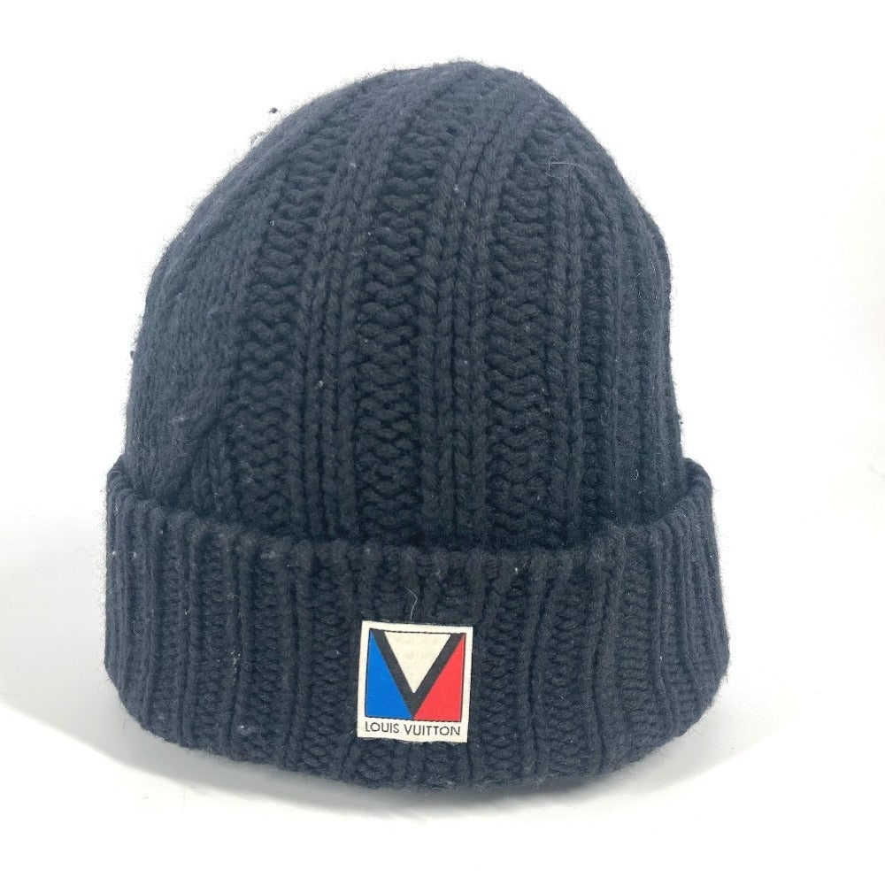 Louis Vuitton Knit Hat M75377 Wool Black Lv Logo: Material: Wool Gender: Unisex Brand: LOUIS VUITTON Item: Knit hat Model: LV logo Gender: unisex (Unisex) Color: black Material: wool Accessories: None Size: cm (approx.): Head circumference: 27.5 inch