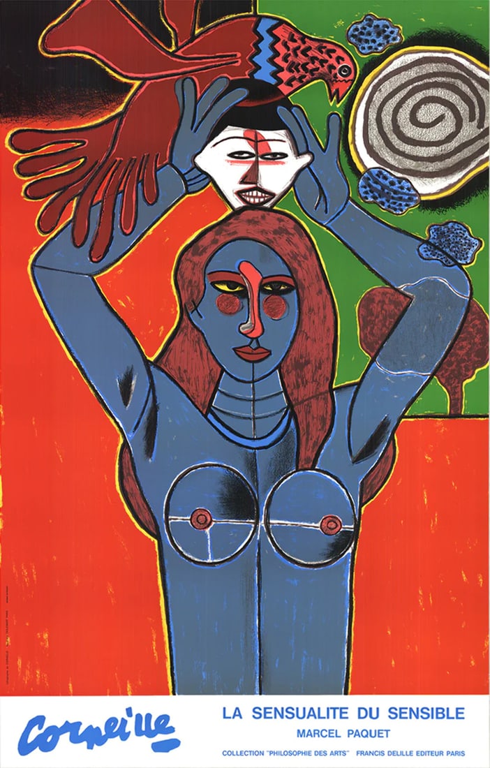 Corneille La Sensualite Du Sensible " Serigraph Contemporary: Artist: Corneille Brand: Corneille Height: 50 Item Height: 50 Item Width: 32 Type: Serigraph Artist: Corneille Title: La Sensualite du Sensible Year: Unknown Signed: No Medium: Serigraph Paper Size: 5