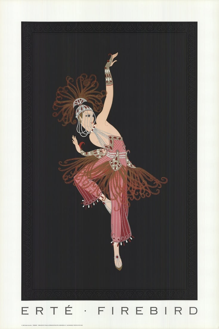 Erte Firebird " Poster Art Deco Multicolor: Artist: Erte Brand: Erte Country/Region Of Origin: USA Exact Year: 1995 Height: 36 Item Height: 36 Item Width: 24 Style: Glam Subject: Fashion CostumesFigures Portraits Type: Offset Lithograph Year Of