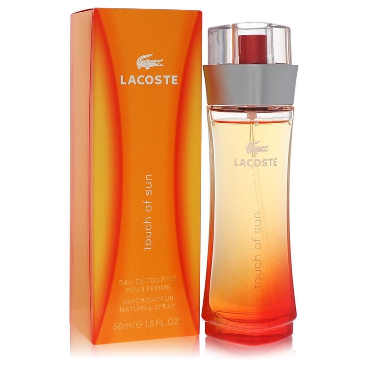 Touch Of Sun Perfume By Lacoste Eau De Toilette Spray: Brand: Lacoste Size: 1.7 oz Eau De Toilette Spray Grams: 400 Type: Eau De Toilette Spray Fragrance: Perfume for Women Product Disclaimer: Authentic fragrances; some boxes may show shelf wear. We stron