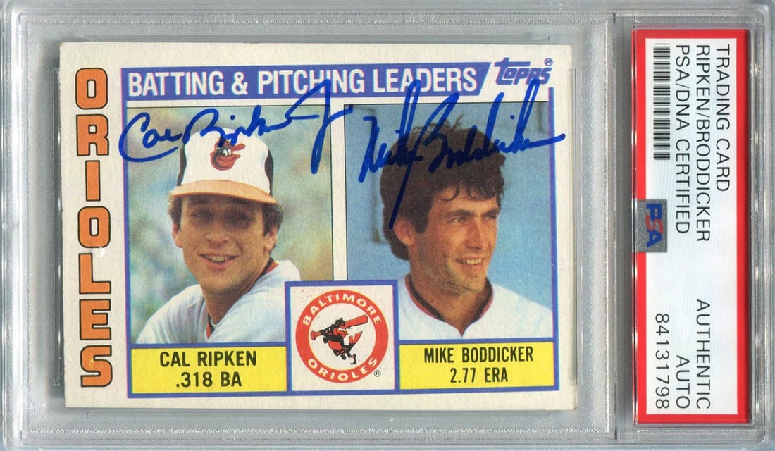 Cal Ripken Jr. & Mike Boddicker Autographed 1984 Topps Card (Psa) (1 of 1)